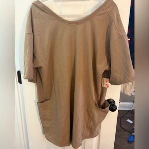 Free People T-Shirt mocha Brown Romper Size Medium NEW WITH TAGS